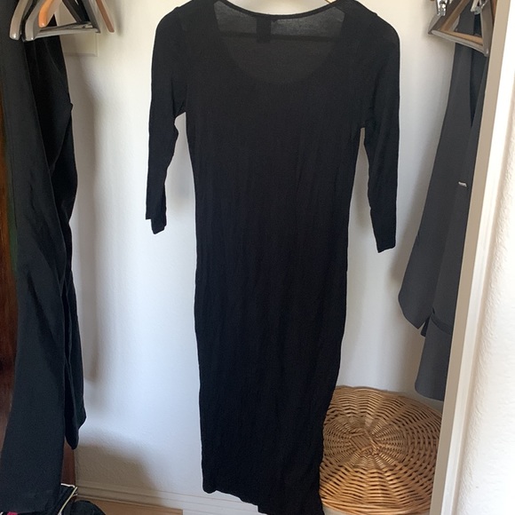 Vintage Midi black dress with beautiful sun flower S preowned - Picture 2 of 4